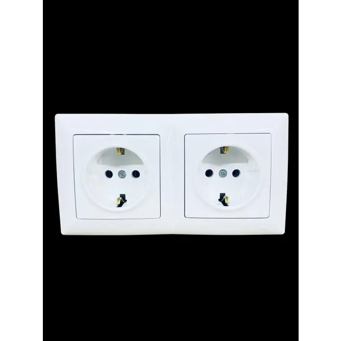 Günsan Visage Beyaz Yatay 2li Set Topraklı Priz + Topraklı Priz