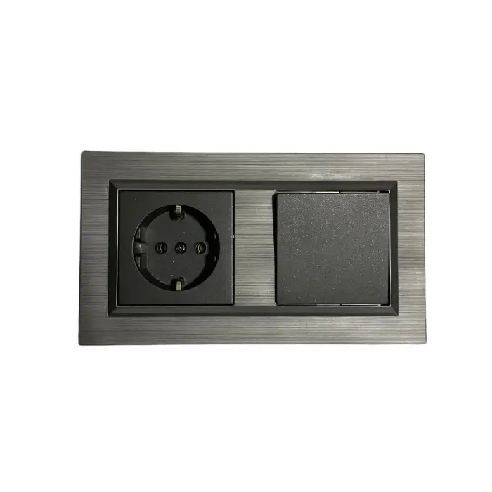 Ovivo Quantum Manyetik Gri 2li Set Topraklı Priz + Anahtar