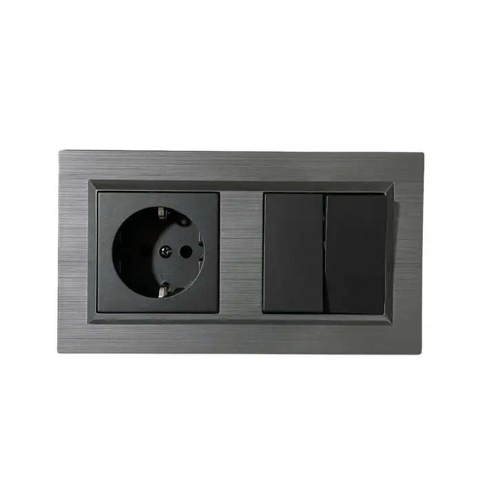 Ovivo Quantum Manyetik Gri 2li Set Topraklı Priz + Komütatör