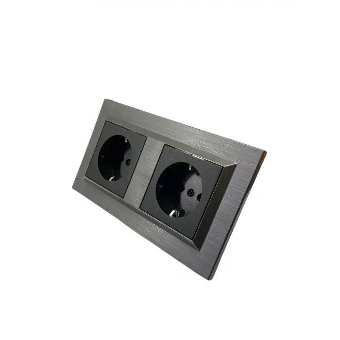 Ovivo Quantum Manyetik Gri 2li Set Topraklı Priz + Topraklı Priz