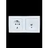 Günsan Visage Beyaz Yatay 2li Set Topraklı Priz + Cat6 Data Prizi