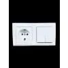 Günsan Visage Beyaz Yatay 2li Set Topraklı Priz + Komütatör