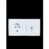 Günsan Visage Beyaz Yatay 2li Set Topraklı Priz + Nümeris (Telefon) Prizi