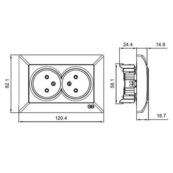 Günsan Visage Beyaz İkili Topraklı Priz + Çerçeve