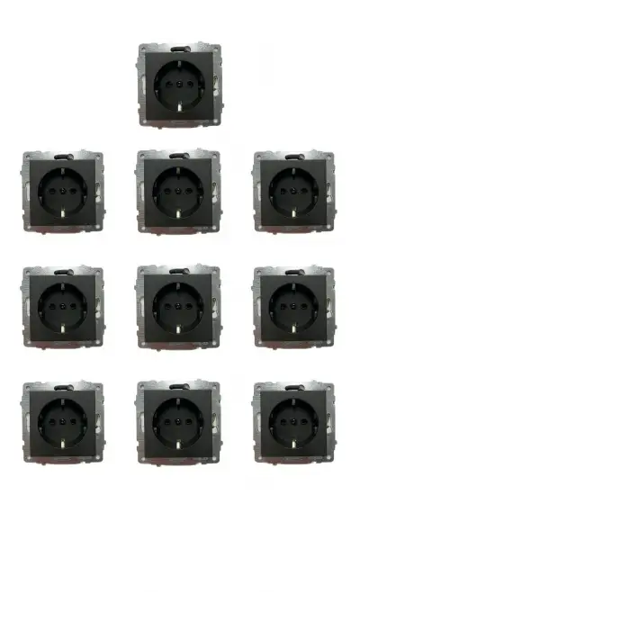 Ovivo Grano Siyah 10lu Topraklı Priz (Çerçevesiz)