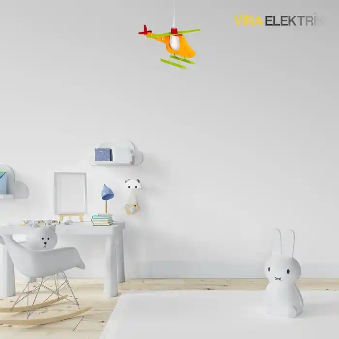 Global KDF001H 50cm E27 Renkli Helikopter Çocuk Odası Sarkıt Avize