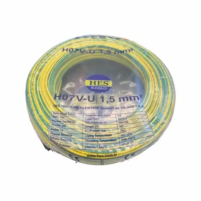 Hes 1.5 nya sarı yeşil kablo 100 metre