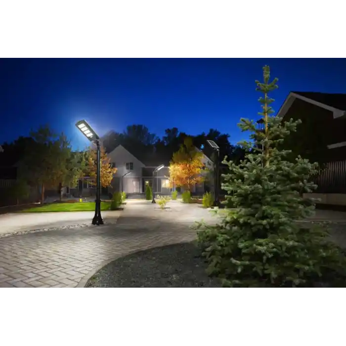 Horoz 100w Siyah Led Solar Güneş Enerjili Lamba Sokak Armatür Beyaz Işık