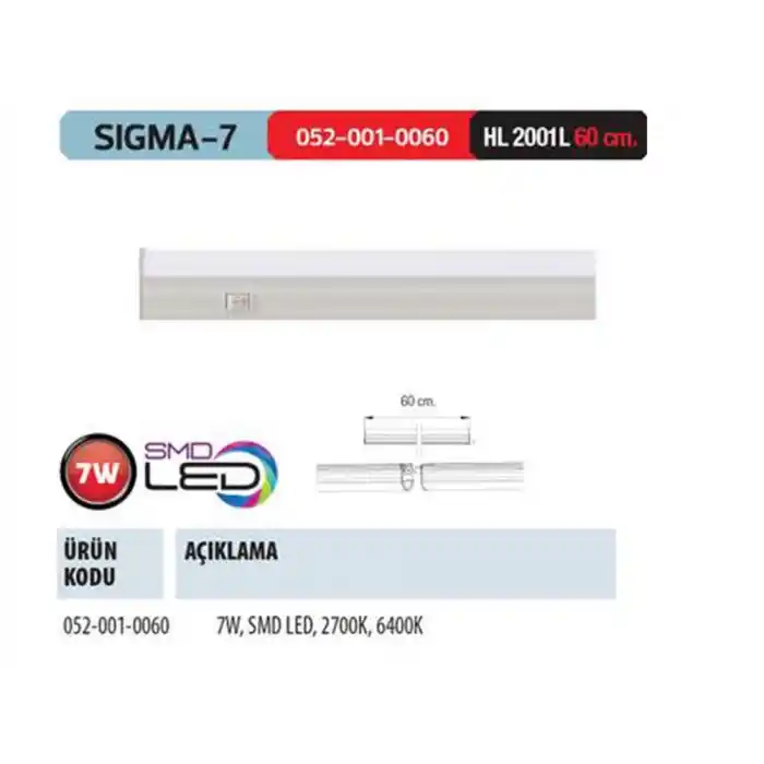 Horoz Sigma-7 60cm 7w Led Bant Armatür Beyaz Işık