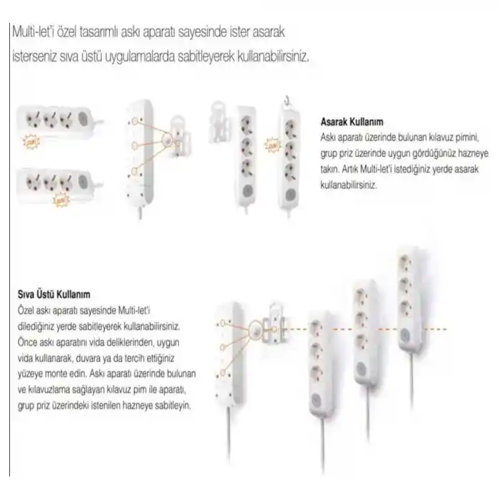Viko Multi-Let 3lü Grup Priz Topraklı Çocuk Korumalı 3 Metre Beyaz 90113303