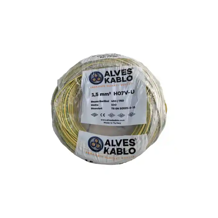Alves 1.5 Nya Sarı Yeşil Kablo 100 Metre