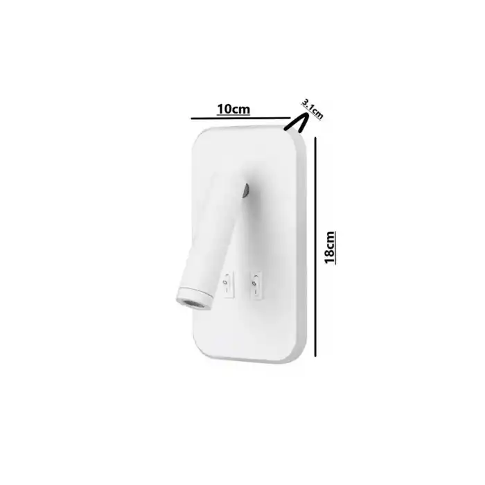 Cata CT-5253 13W 3000K Günışığı Tuvalu Beyaz Çift Kademeli Yatak Başı Aplik