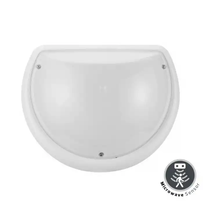 Horoz 400-213-114 AQUA Yarımay Beyaz Sensörlü Dış Mekan Glop Aplik (Plastik Kasa)
