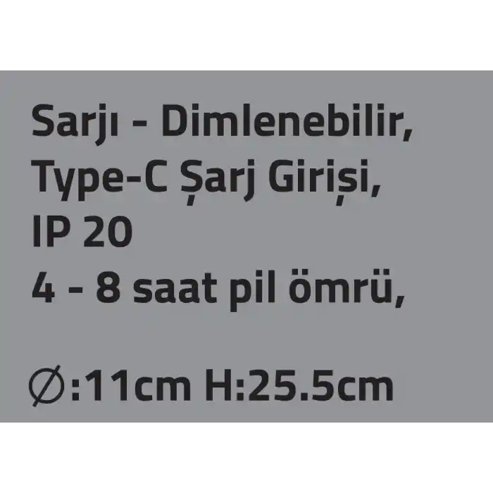 K2 GLOBAL KML111 3 Fonksiyonlu Şarjlı LED Masa Lambası (Beyaz + Ilık Beyaz + Gün Işığı)