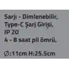 K2 GLOBAL KML111 3 Fonksiyonlu Şarjlı LED Masa Lambası (Beyaz + Ilık Beyaz + Gün Işığı)