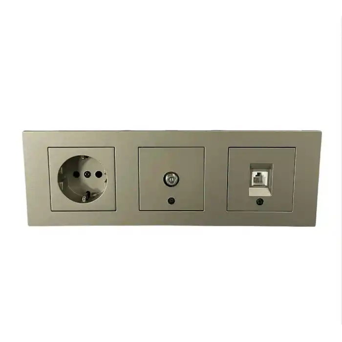 Ovivo Grano Antrasit 3lü Set Topraklı Priz + Uydu (Tv) Prizi + Nümeris ( Telefon ) Prizi