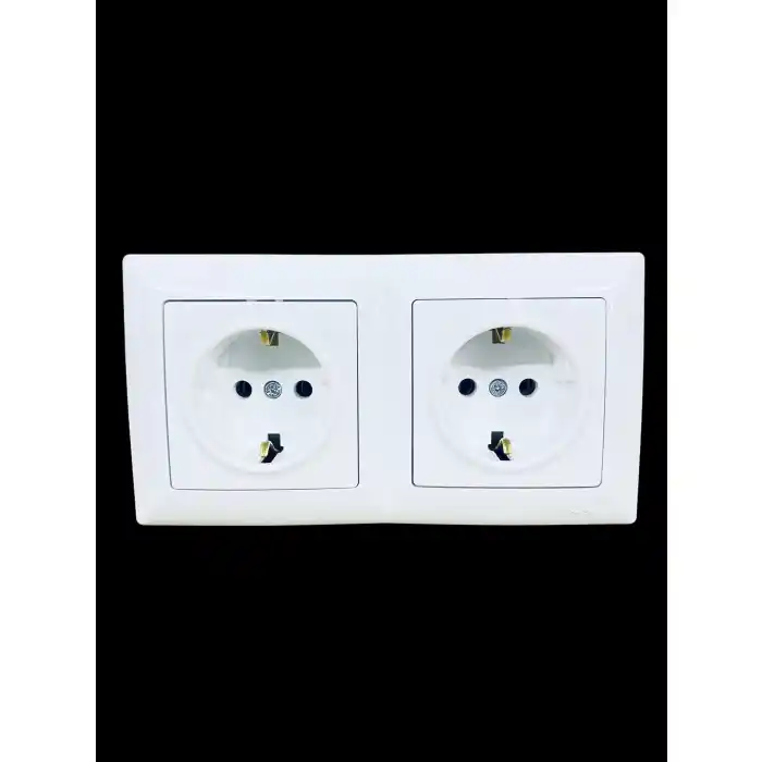 Günsan Visage Beyaz Yatay 2li Set Topraklı Priz + Topraklı Priz