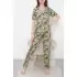 Düğmeli Pijama Takımı Desenliyeşil - 10873.1048.