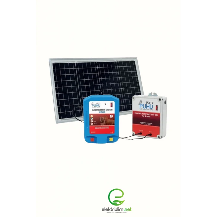 Puhu Ecos Güneş Enerjili Elektrikli Çit Cihazı (8 Joule) (85W Panel + 12V/42Ah Jel Akü)
