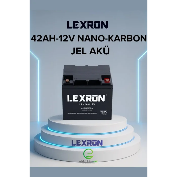 LEXRON 42AH-12V NANO-KARBON ELEKTRİKLİ MOTOSİKLET-ENGELLİ ARABA JEL AKÜSÜ