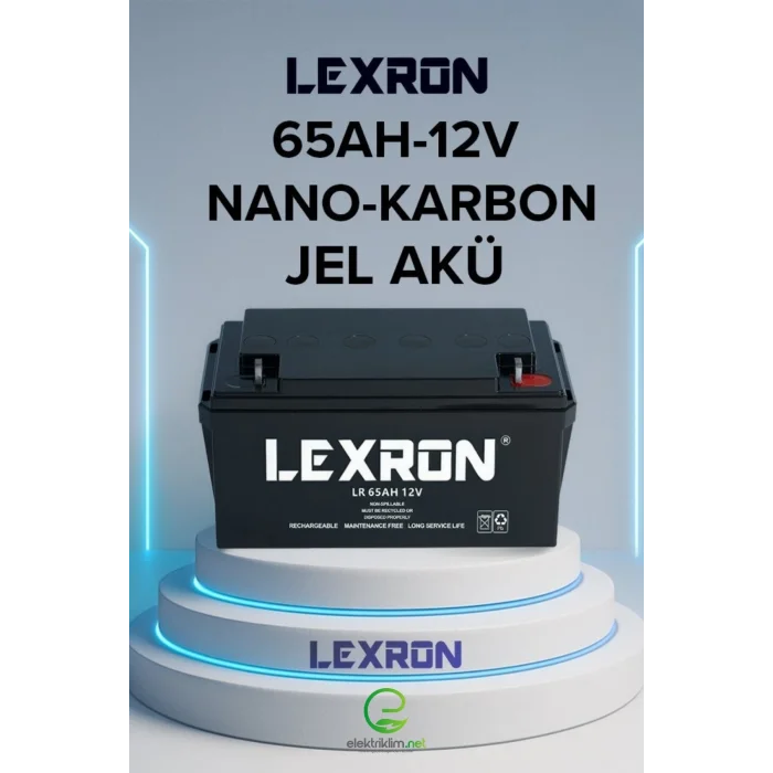 LEXRON 65AH-12V NANO-KARBON ELEKTRİKLİ MOTOSİKLET-ENGELLİ ARABA JEL AKÜSÜ
