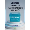 LEXRON 24AH-12V NANO-KARBON ELEKTRİKLİ MOTOSİKLET-ENGELLİ ARABA JEL AKÜSÜ