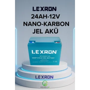 LEXRON 24AH-12V NANO-KARBON ELEKTRİKLİ MOTOSİKLET-ENGELLİ ARABA JEL AKÜSÜ