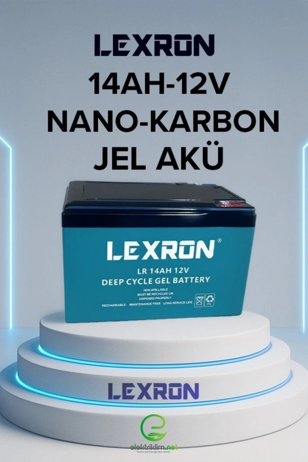 LEXRON 14AH-12V NANO-KARBON ELEKTRİKLİ MOTOSİKLET-ENGELLİ ARABA JEL AKÜSÜ