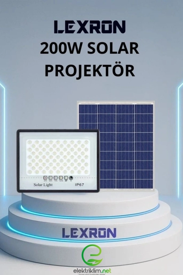 LEXRON 200W SOLAR PANELLİ PROJEKTÖR