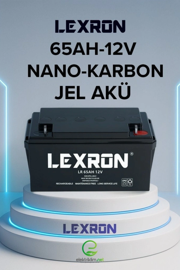LEXRON 65AH-12V NANO-KARBON ELEKTRİKLİ MOTOSİKLET-ENGELLİ ARABA JEL AKÜSÜ