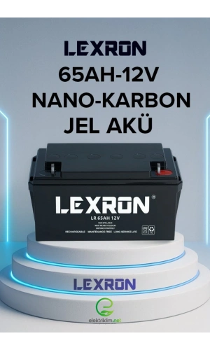 LEXRON 65AH-12V NANO-KARBON ELEKTRİKLİ MOTOSİKLET-ENGELLİ ARABA JEL AKÜSÜ