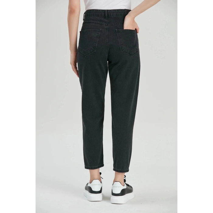 Kadın Siyah Yüksek Bel Mom Jeans