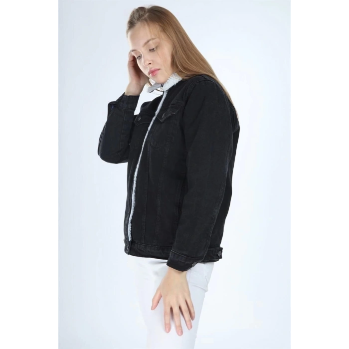 Içi Kürklü Kot Ceket Siyah