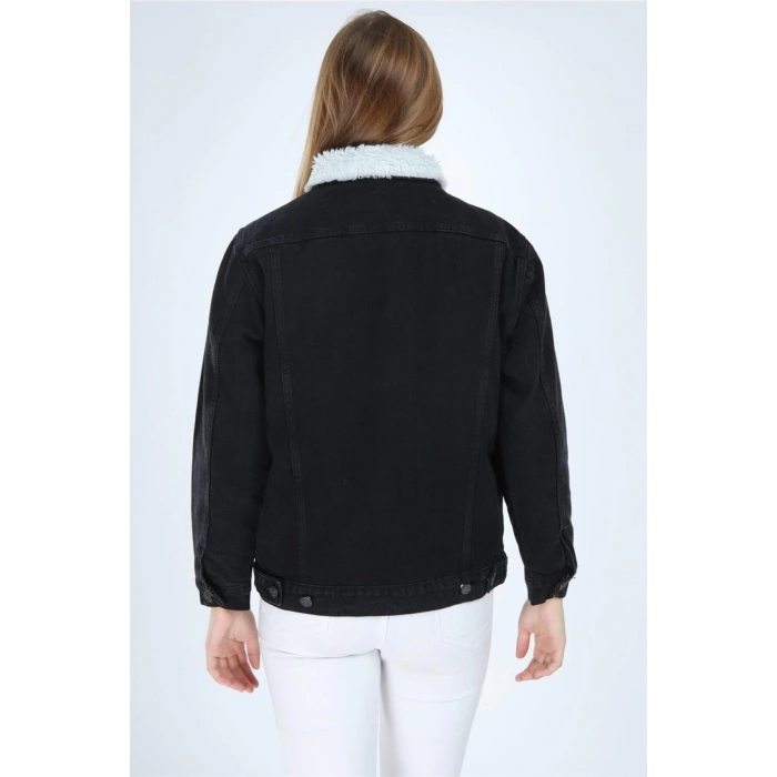 Içi Kürklü Kot Ceket Siyah