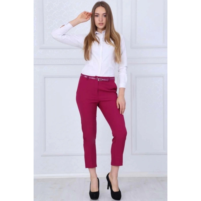 Kadın Kumaş Pantolon Fuşya Renk