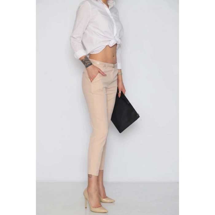 Kadın Kumaş Pantolon Pudra Renk