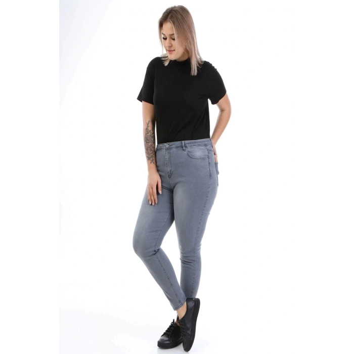 Kadın Büyük Beden Skinny Jean Gri