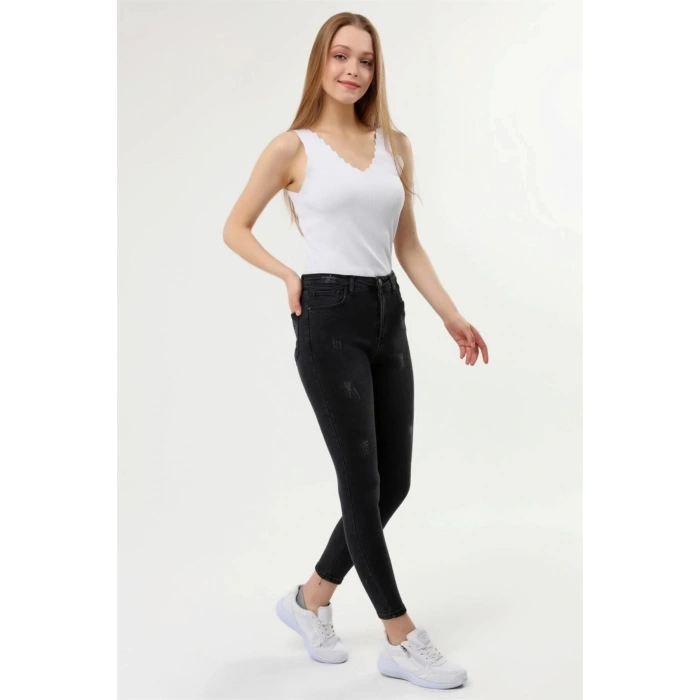 Füme Eskitme Süper Yüksek Bel Likralı Tok Kumaş Jean Mx-21