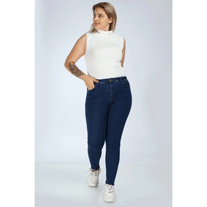 Kadın Büyük Beden Skinny Jeans Lacivert
