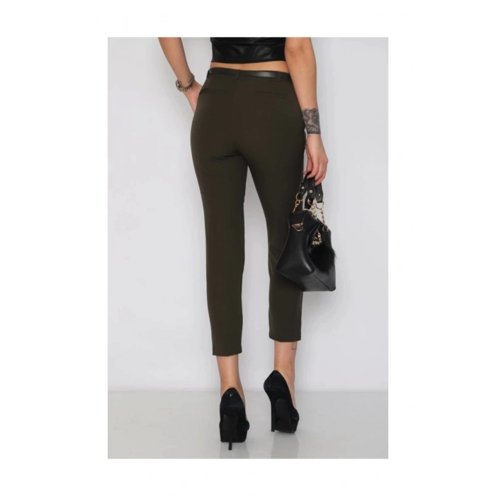 Kadın Kumaş Pantolon Haki Renk