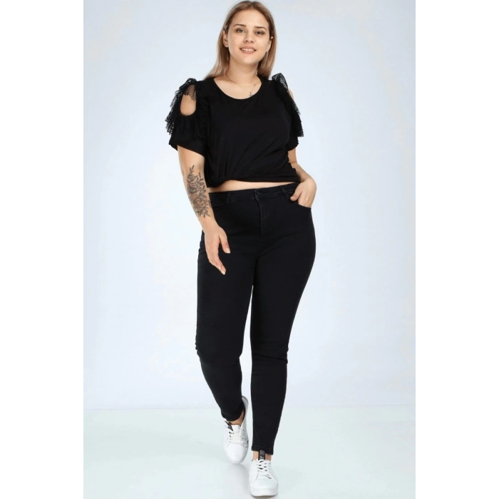 Kadın Büyük Beden Tırnak Detay Skinny Jeans