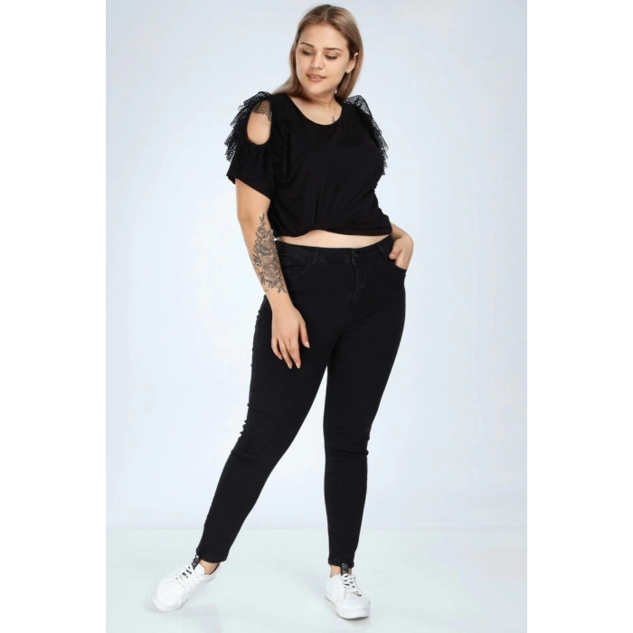 Kadın Büyük Beden Tırnak Detay Skinny Jeans