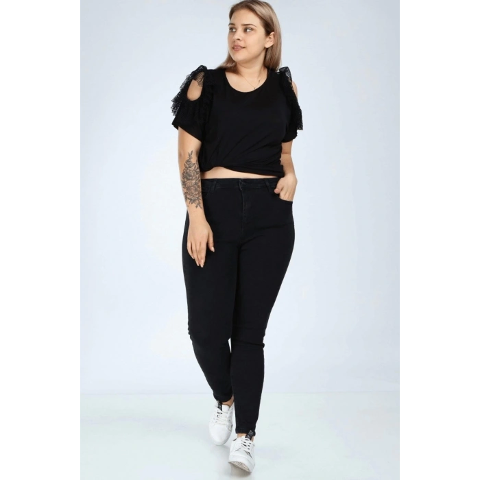 Kadın Büyük Beden Tırnak Detay Skinny Jeans