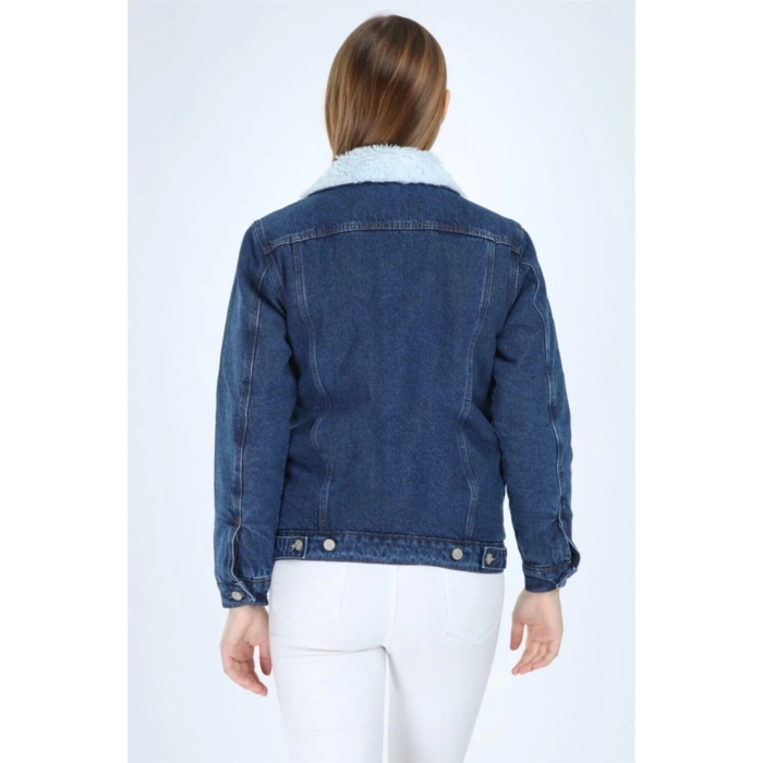 Içi Kürklü Kot Ceket Mavi