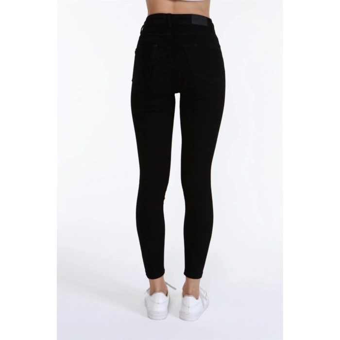 Yüksek Bel Jeans Pantolon Solmaz Siyah Jeans