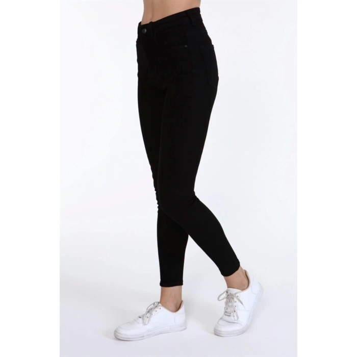 Yüksek Bel Jeans Pantolon Solmaz Siyah Jeans