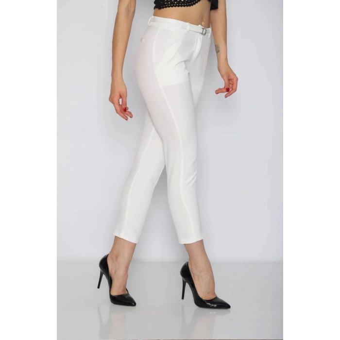 Kadın Kumaş Pantolon Beyaz Renk
