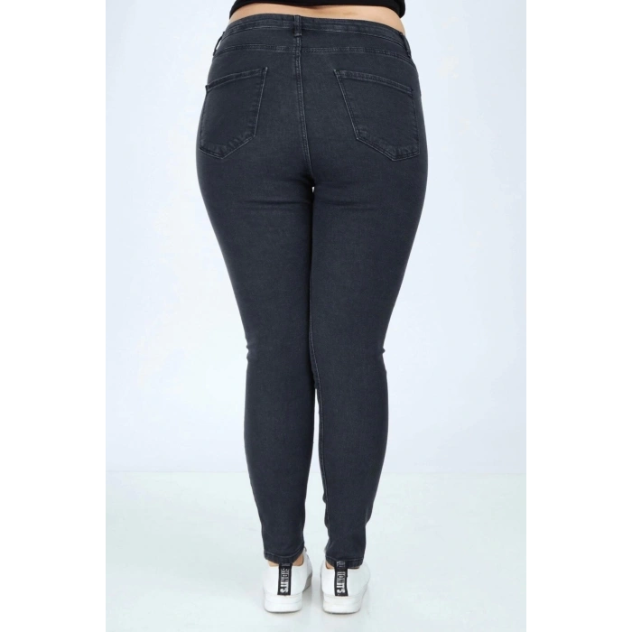 Kadın Büyük Beden Skinny Jeans Koyu Gri