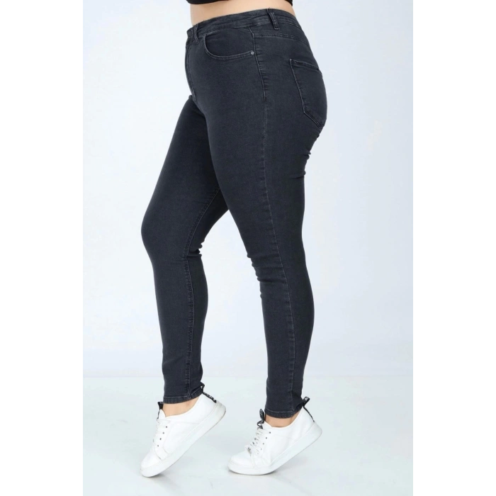 Kadın Büyük Beden Skinny Jeans Koyu Gri