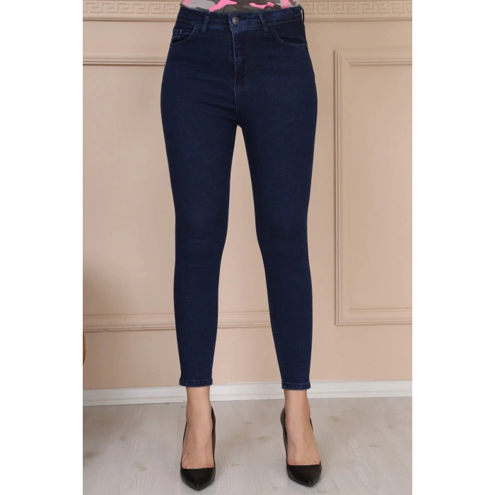 Kadın Koyu Lacivert Skinny Likralı Jean